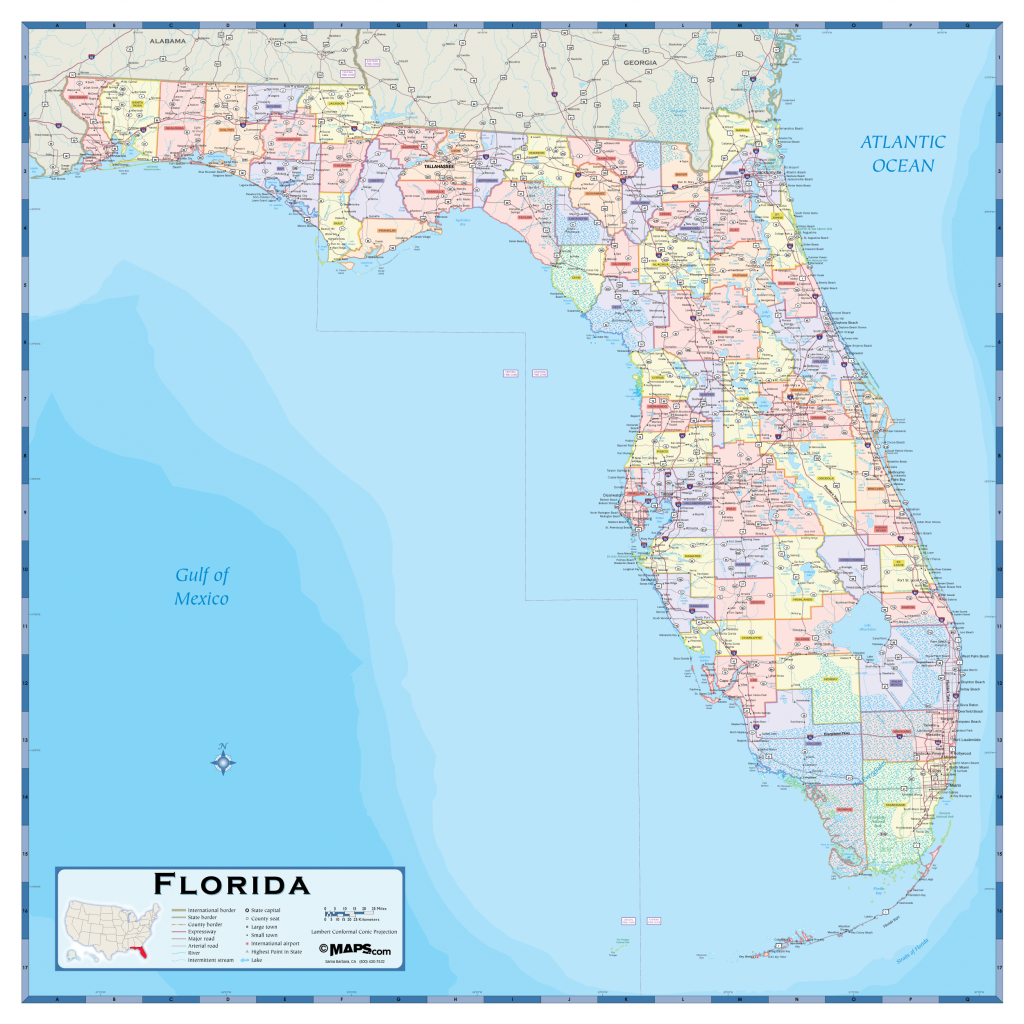 Florida County Wall Map - Maps - Laminated Florida Map