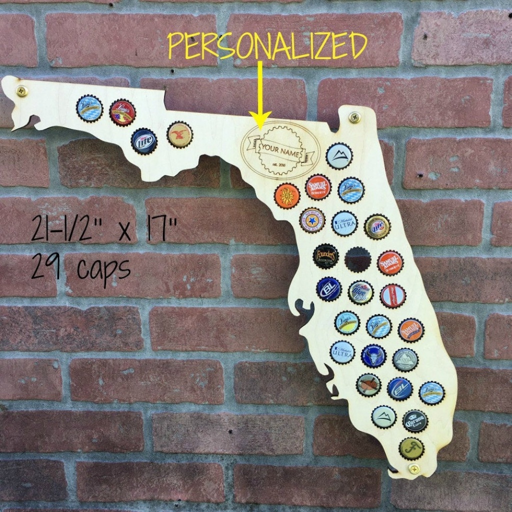 Florida Craft Beer Cap Map Beer Bottle Map Beer Caps Holder | Etsy - Florida Beer Cap Map