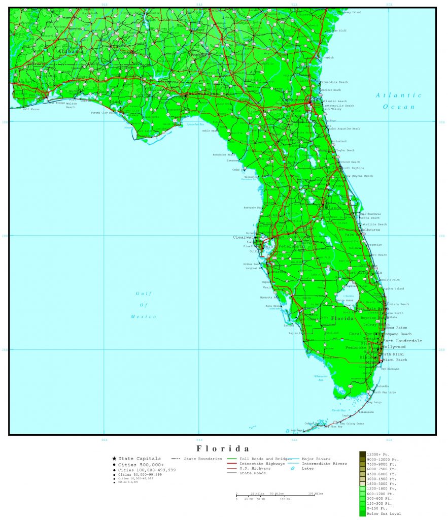 Florida Elevation Map - Intracoastal Waterway Florida Map | Printable Maps