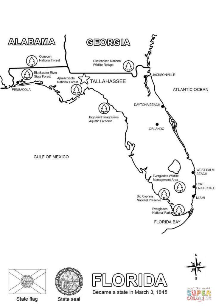 Florida Map Coloring Page | Free Printable Coloring Pages - Florida State Map Printable