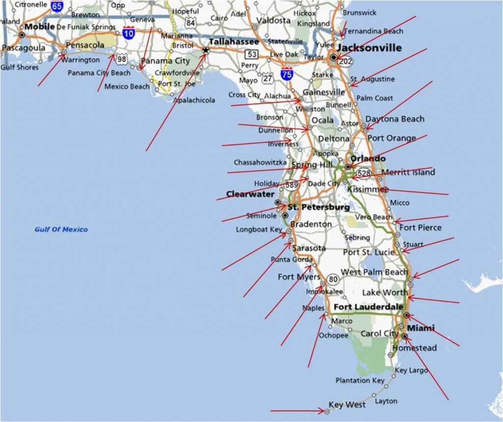 Florida Map East Coast Cities And Travel Information | Download Free - Map Of Florida East Coast