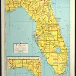 Florida Map Of Florida Wall Art Decor Colorful Yellow Vintage | Etsy   Florida Map Wall Art