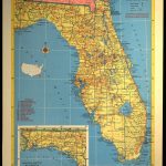 Florida Map Of Florida Wall Art Decor Vintage 1950S Original | Etsy   Florida Map Wall Art