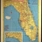 Florida Map Of Florida Wall Art Decor Vintage 1950S Original | Etsy   Vintage Florida Maps For Sale