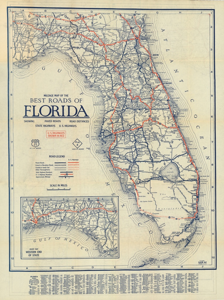 Florida Memory - Clason&amp;#039;s Guide Map Of Florida, C. 1927 - Branford Florida Map
