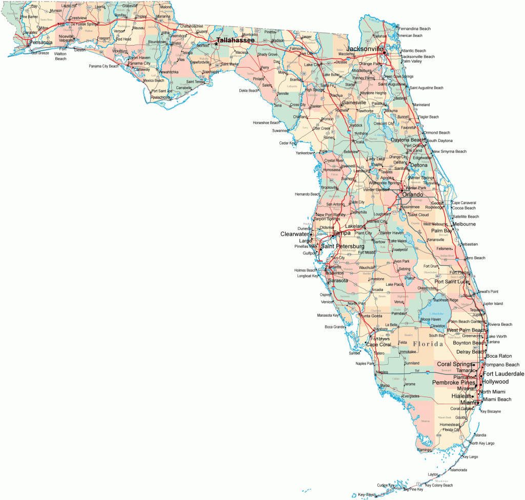 Florida Road Map - Fl Road Map - Florida Highway Map - Road Map Of Central Florida