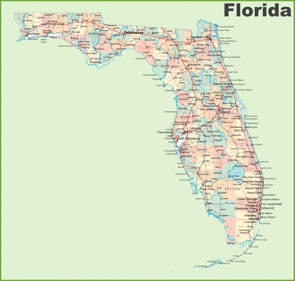 Florida Road Map With Cities And Towns - Free Map Of Florida Cities