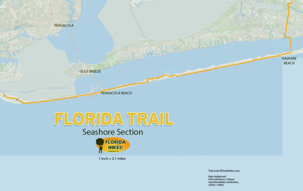 Florida Trail, Seashore | Florida Hikes! - Navarre Beach Florida Map
