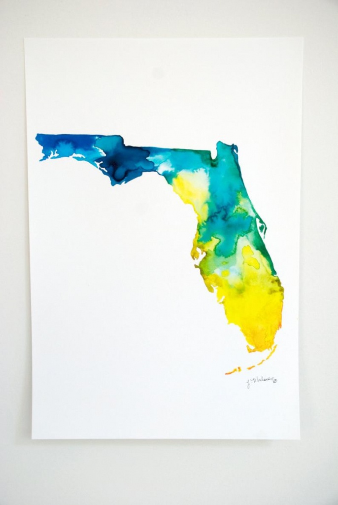 Florida Watercolor Map | Etsy - Watercolor Florida Map