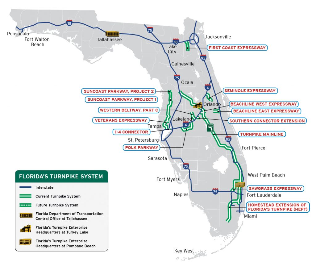 Florida's Turnpike - The Less Stressway - Road Map Of Lake County ...