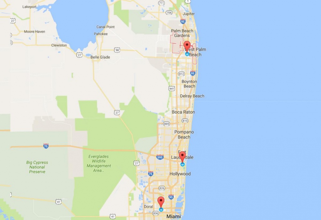 Fly To The Palm Beaches | The Palm Beaches Florida - Florida Airports Map