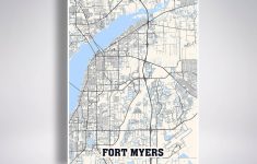 Fort Myers Map Print Fort Myers City Map Florida Fl Usa Map | Etsy - Street Map Of Fort Myers Florida