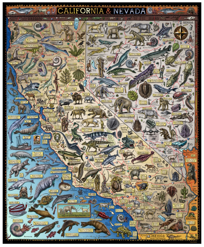 Fossil Map Of California &amp;amp; Nevada - Troll Art - Map Of California And Nevada