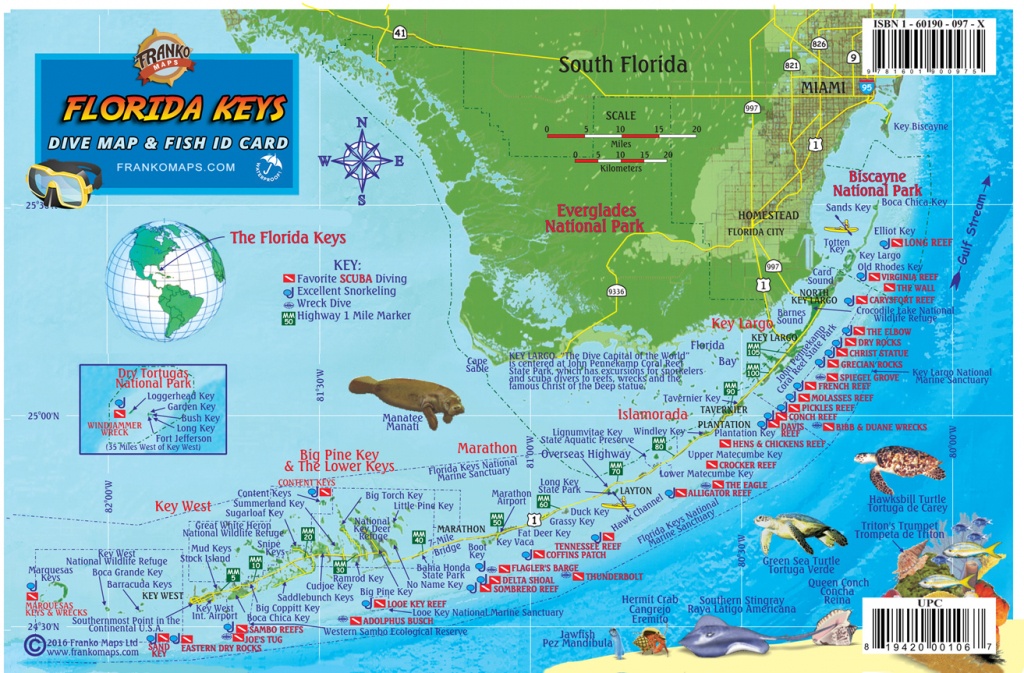Franko Maps Florida Keys Reef Creatures Card - Florida Keys Dive Map