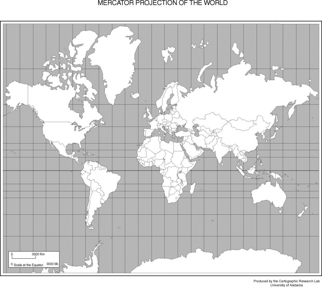 Free Atlas, Outline Maps, Globes And Maps Of The World - World Map Mercator Projection Printable