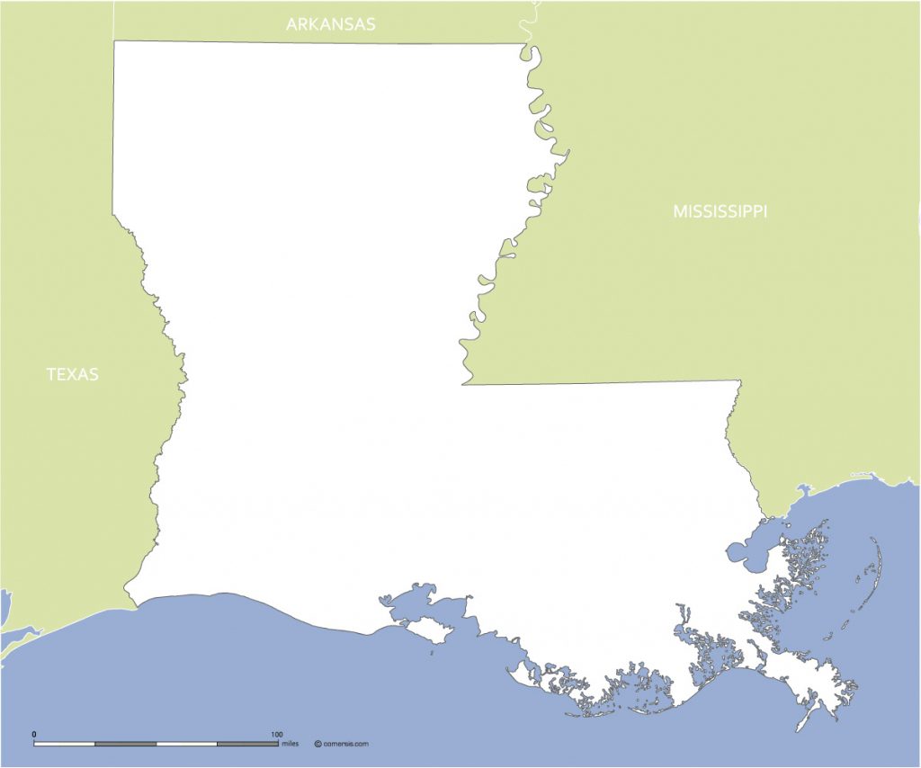 Free Blank Map Of Louisiana Us State - Texas Louisiana Border Map | Printable Maps
