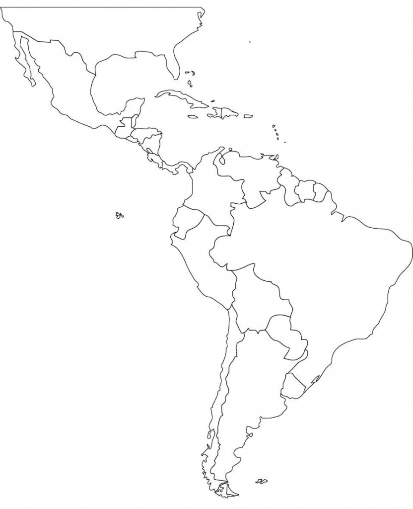Free Blank Map Of North And South America Latin Printable In For 2 - Printable Map Of North And South America