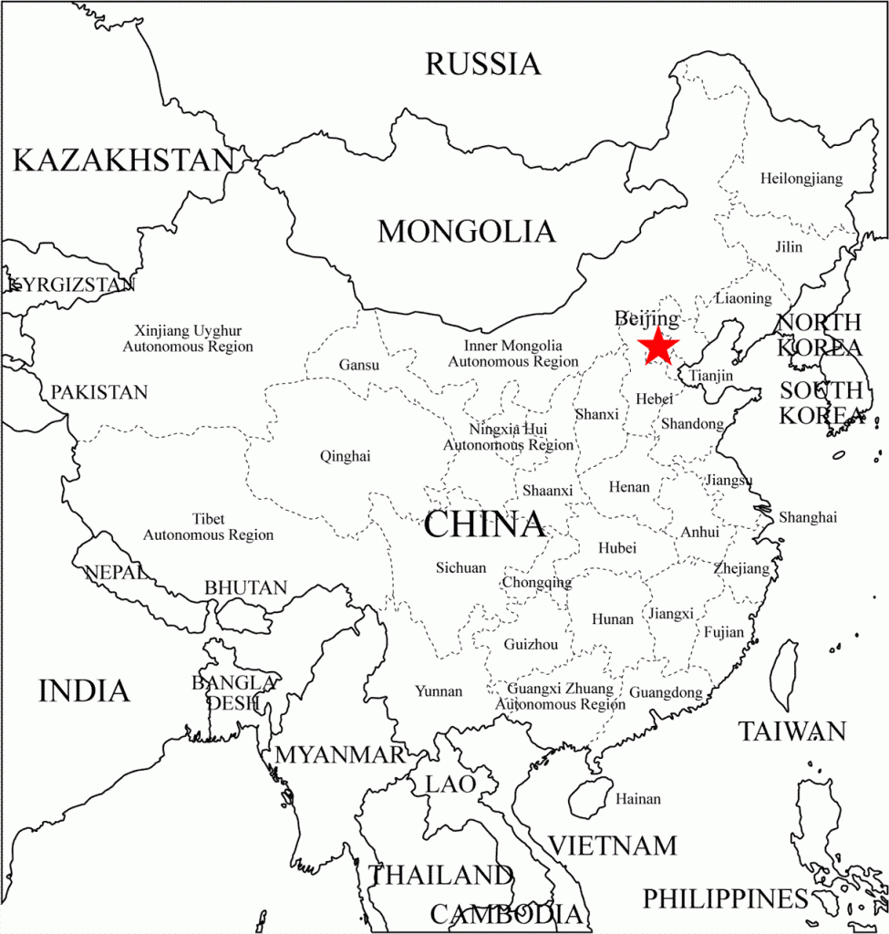 Free Coloring Maps For Kids | China Provinces Map: Outline | X - Printable Map Of China For Kids