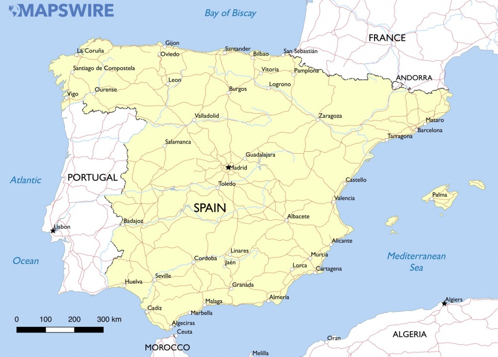 Free Maps Of Spain – Mapswire - Printable Map Of Spain With Cities