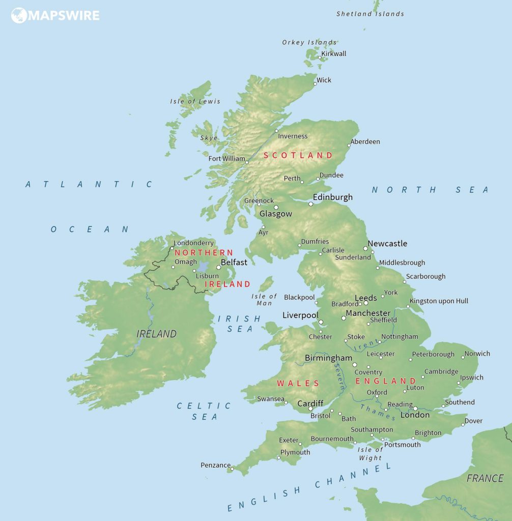 Free Maps of the United Kingdom - Mapswire - UK Map Printable Free