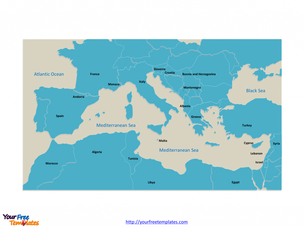 Free Mediterranean Sea Editable Map - Free Powerpoint Templates - Printable Map Of The Mediterranean Sea Area