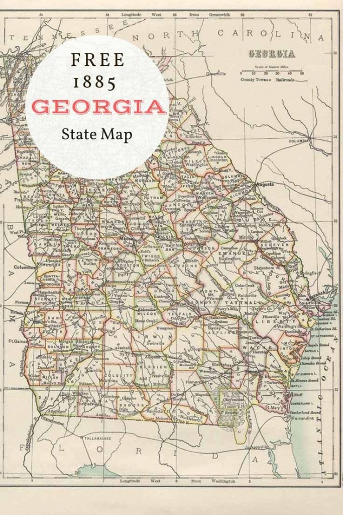 Free Printable Old Map Of Georgia From 1885. #map #usa | Maps And - Printable Old Maps