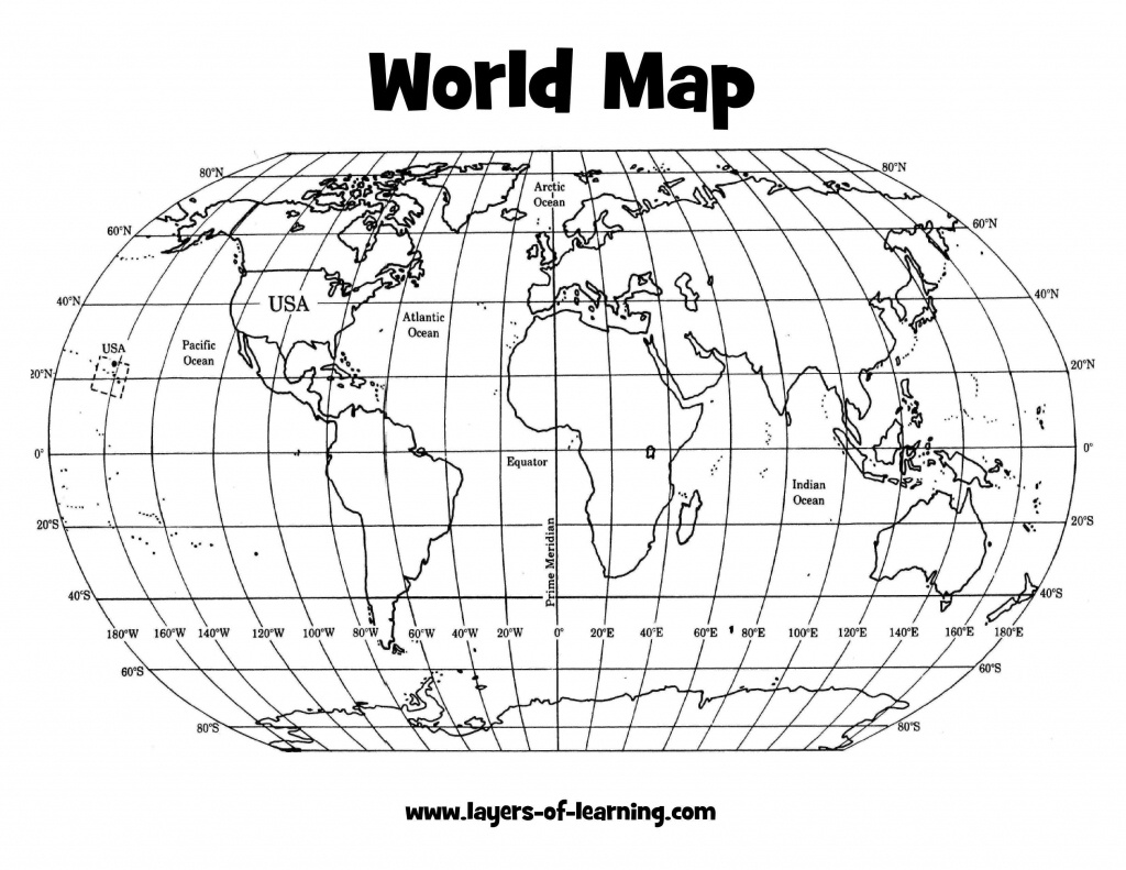 Free Printables | Learning Printables | Teaching Maps, Middle School - Map Of World Latitude Longitude Printable