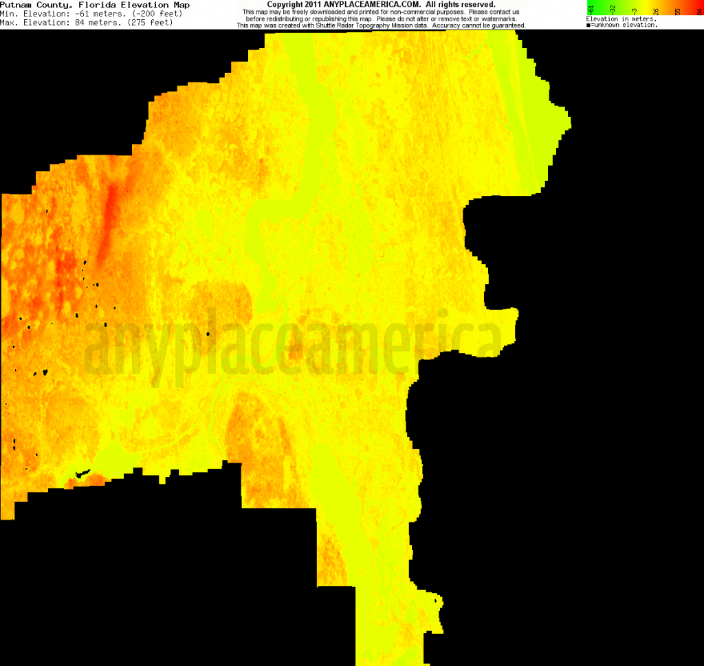Free Putnam County, Florida Topo Maps &amp;amp; Elevations - Florida Elevation Map Free