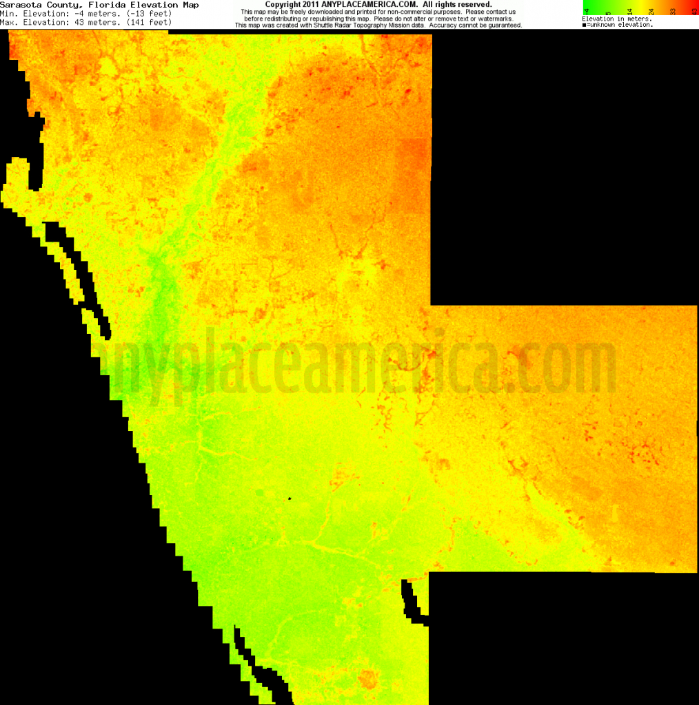Free Sarasota County, Florida Topo Maps &amp;amp; Elevations - Florida Elevation Map By County