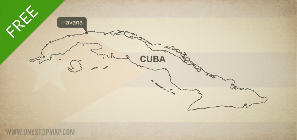 Free Vector Map Of Cuba Outline | One Stop Map - Printable Map Of Cuba