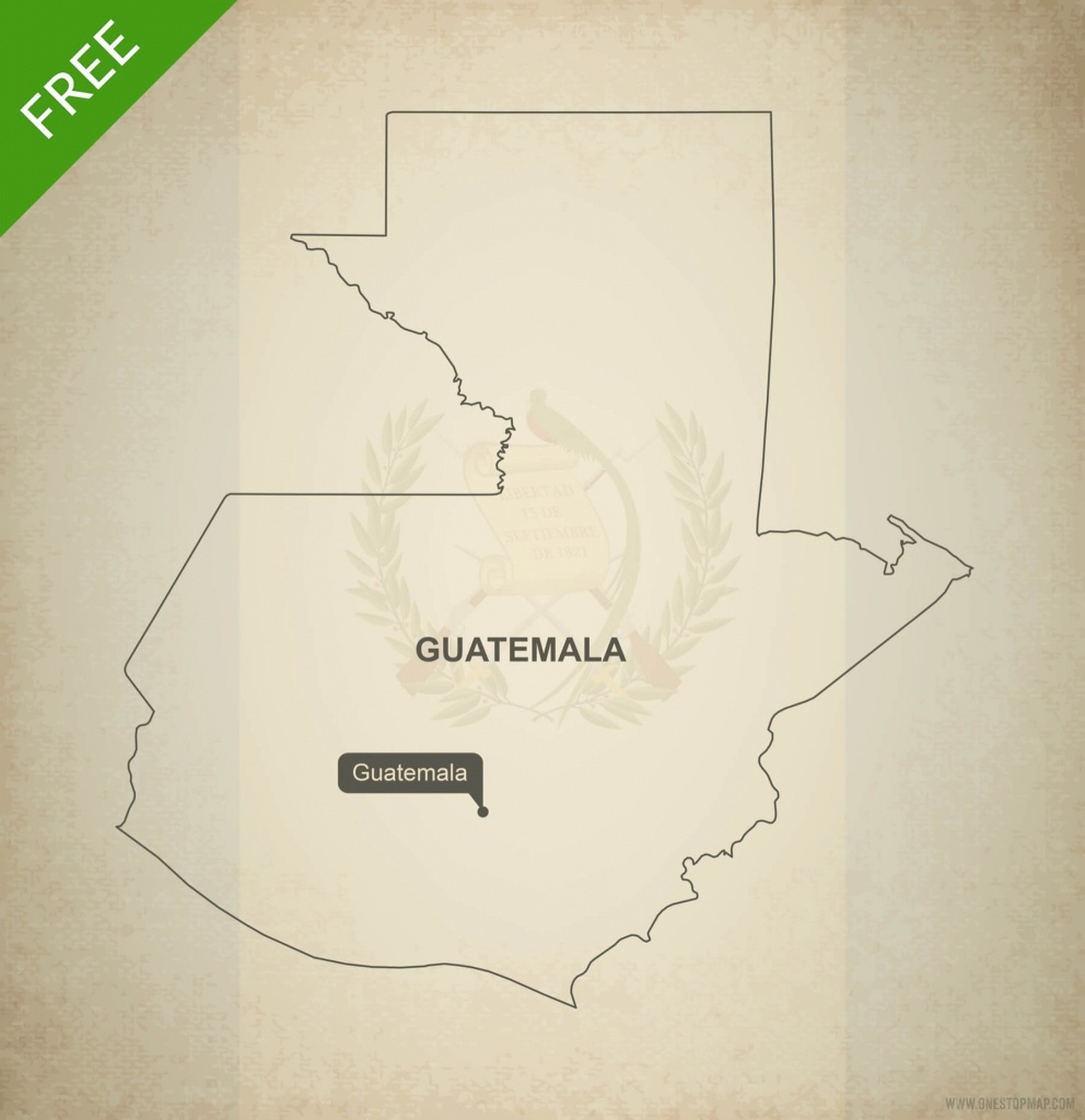 Free Vector Map Of Guatemala Outline | One Stop Map - Printable Map Of Guatemala