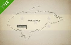Free Vector Map Of Honduras Outline | One Stop Map - Printable Map Of Honduras
