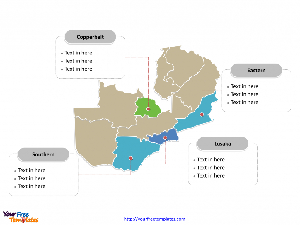 Free Zambia Editable Map - Free Powerpoint Templates - Printable Map Of Lusaka