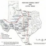 Frontier Federal Forts And Cattle Trails In Texas Historical Map   Texas Cattle Trails Map