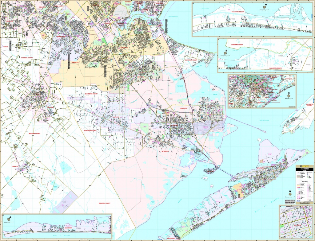 Galveston, Tx Wall Map - Maps - Texas Galveston Map