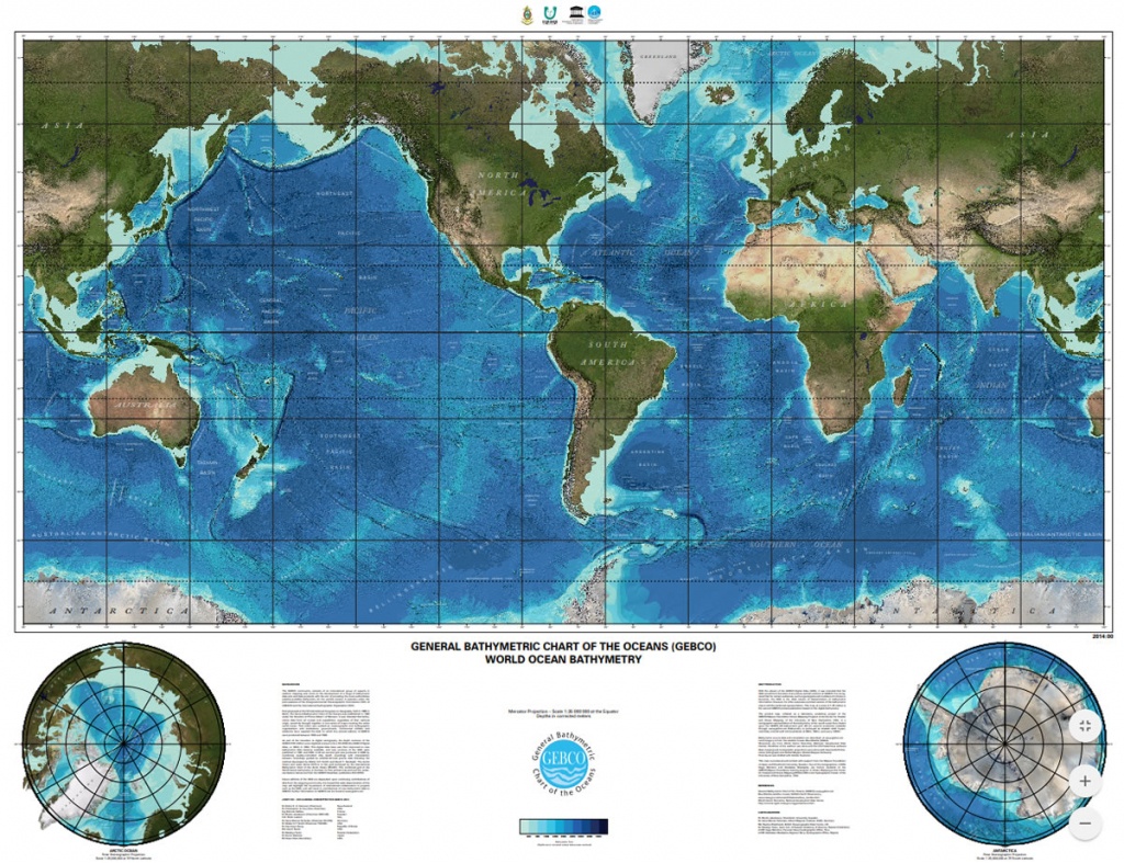 Gebco Printable Maps - Topographic World Map Printable