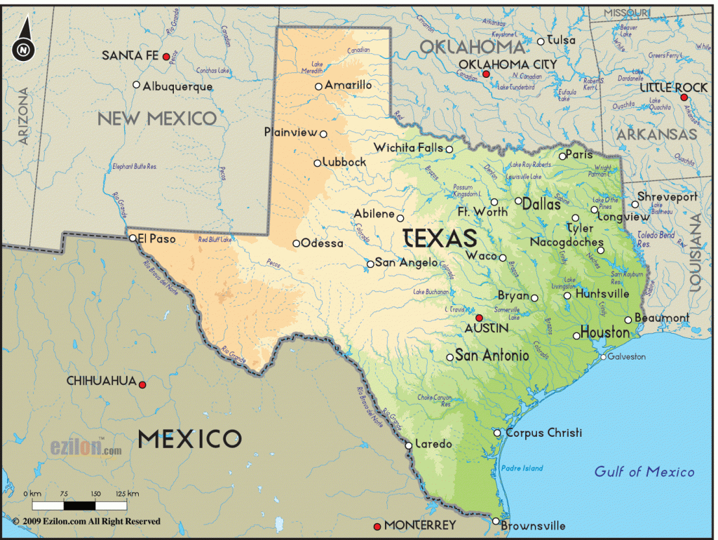 Geographical Map Of Texas And Texas Geographical Maps - Texas Land Map