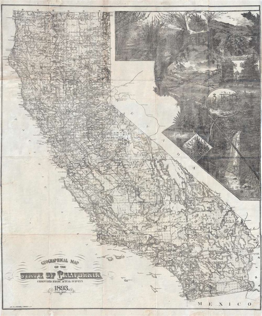 Geographical Map Of The State Of California Compiled From Actual - California Maps For Sale