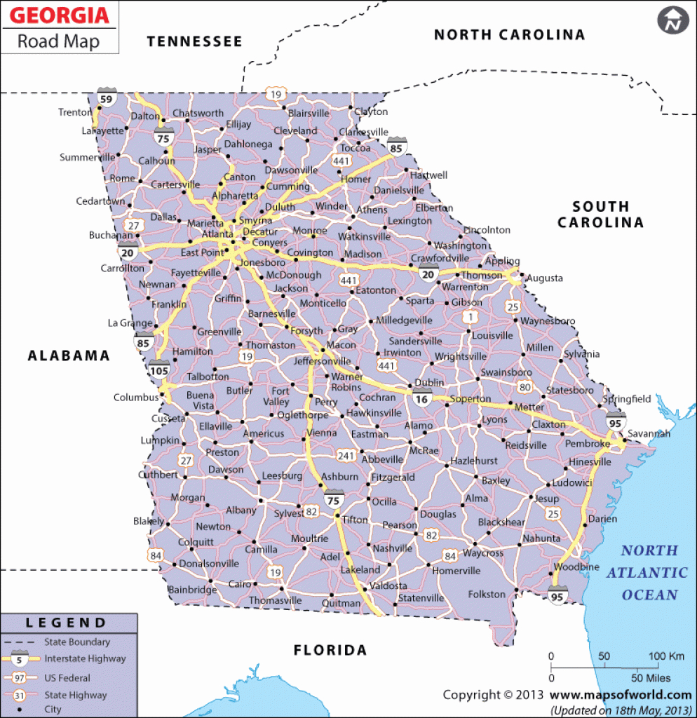 Georgia Road Map, Georgia Highway Map - Road Map Of Georgia And Florida