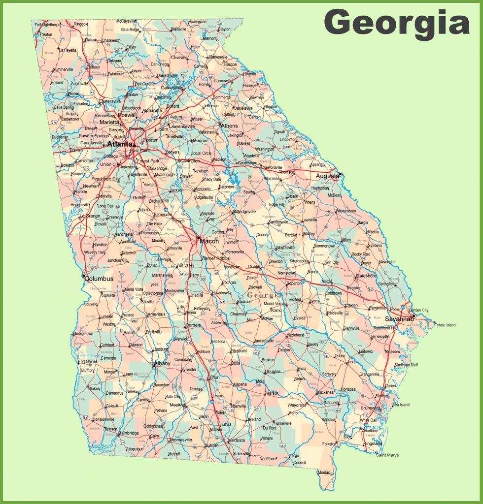 Georgia Road Map With Cities And Towns - Georgia Road Map Printable