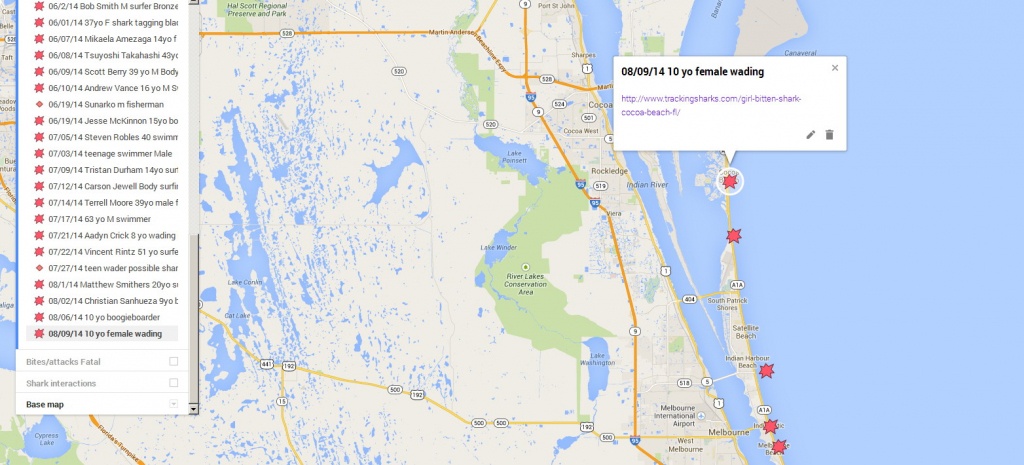 Girl Bittenshark In Cocoa Beach Fl – Tracking Sharks - Cocoa Beach Florida Map