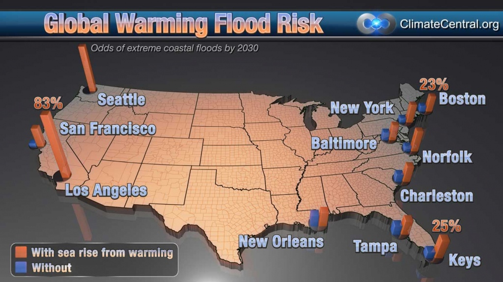 Global Warming Coastal Flood Risk | Surging Seas: Sea Level Rise - Florida Global Warming Flood Map