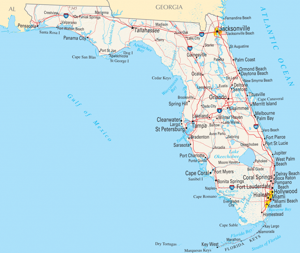 Google Florida Map And Travel Information | Download Free Google - Google Maps Florida Gulf Coast