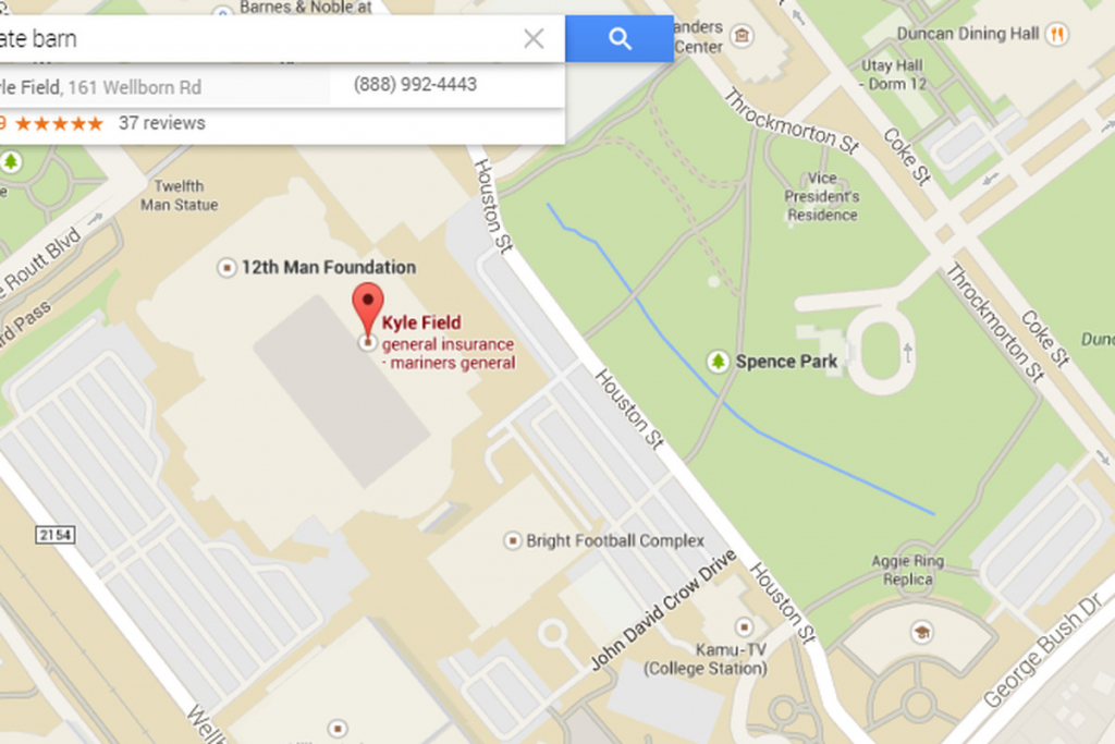 Google Maps Analyzes College Football - Good Bull Hunting - Texas A&amp;amp;amp;m Location Map