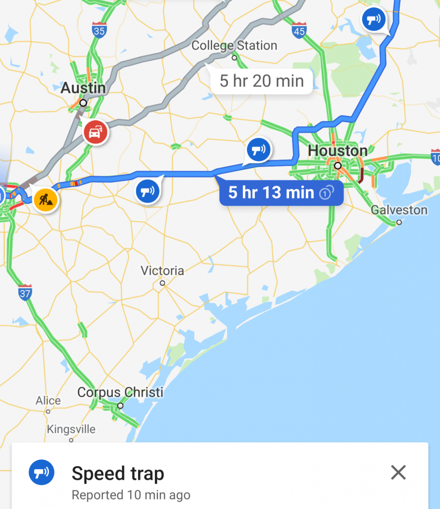 Google Maps Rolls Out &amp;#039;speed Trap&amp;#039; Feature | Kera News - Houston Texas Google Maps
