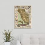 Greatbigcanvas "antique Map Of California, 1895"blue Monocle   California Map Wall Art