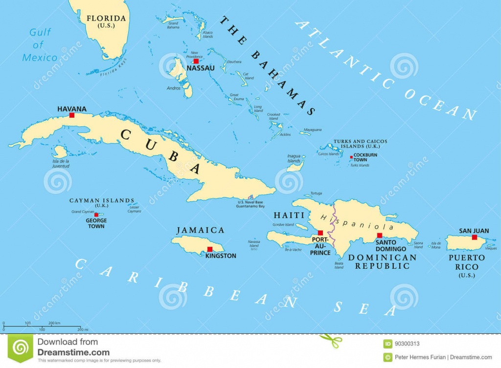 Greater Antilles Political Map Stock Vector - Illustration Of Cayman - Map Of Florida And Bahamas