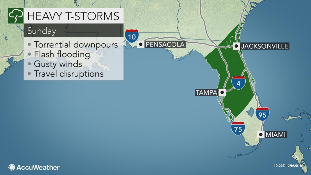 Gusty Storms To Sweep Through Florida On Sunday - Florida Weather Forecast Map