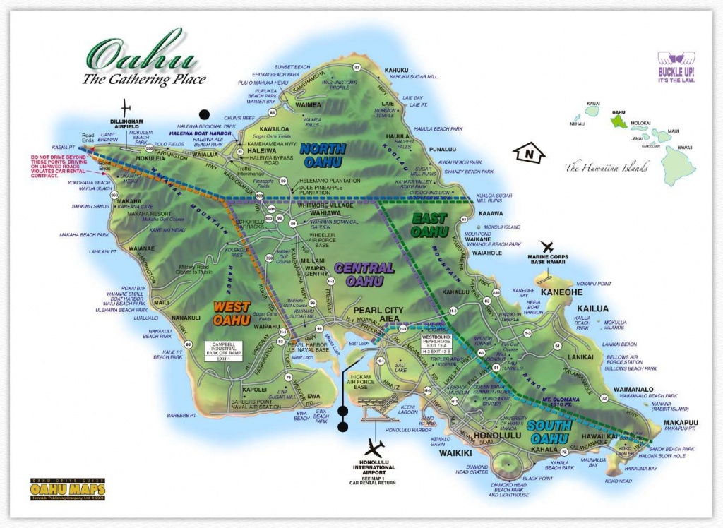 Hawaii Maps: Oahu Island Map - This Highly Detailed Rental Car Road - Printable Map Of Oahu Attractions