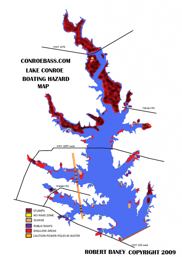 Hazard Map | Lake Conroe Texas | Kayaking | Texas, Our Texas - Texas Kayak Fishing Maps